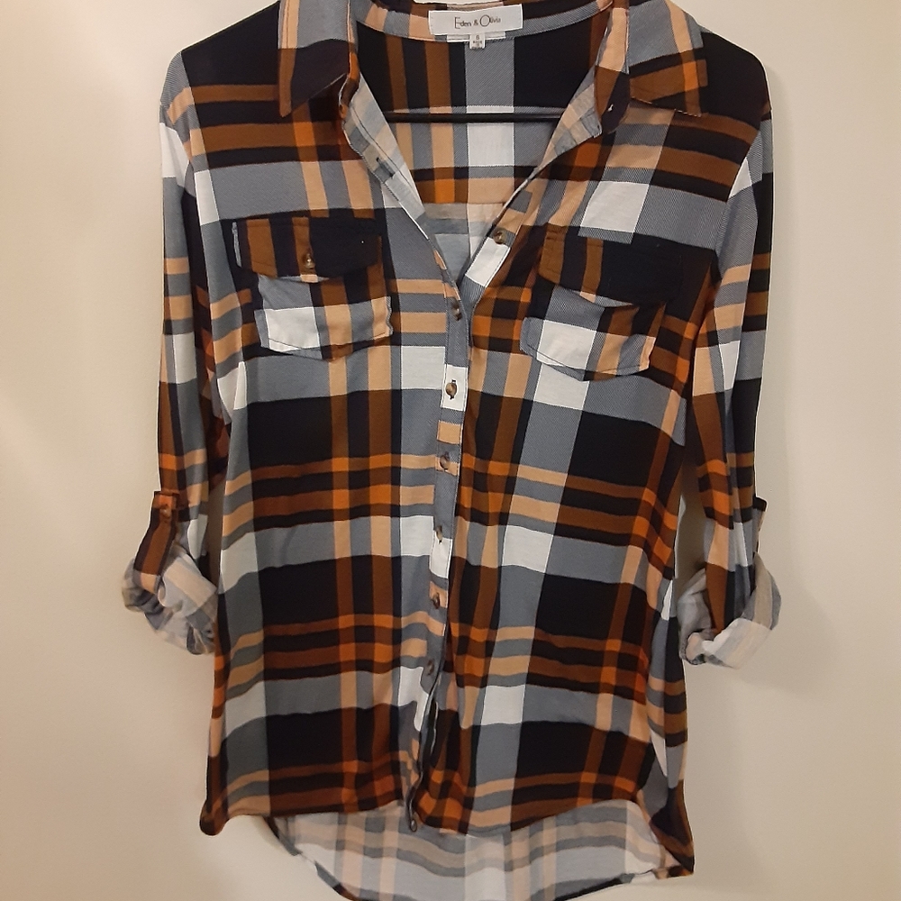 Flannel style button down top